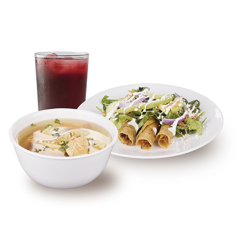 Consom&eacute; y Taquitos Dorados